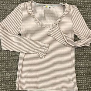 Boden Pink Striped Sparkle Long Sleeve Top
